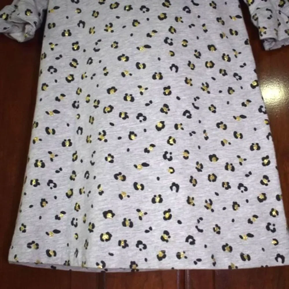 Oshkosh Leopard Print Dress Size 3T Gray Short Sleeve Animal Print